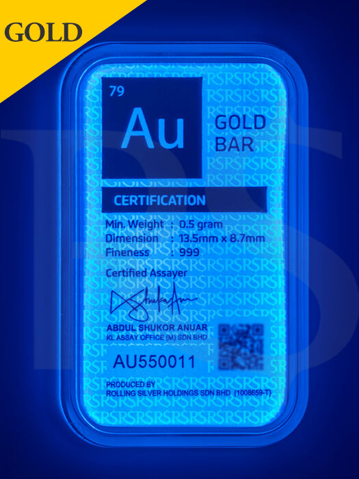 AUGoldBar 0.5 gram 999 Gold Bar