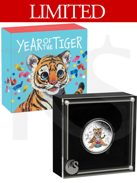 2022 Perth Mint Baby Tiger 1/2oz Coloured Silver Proof Coin