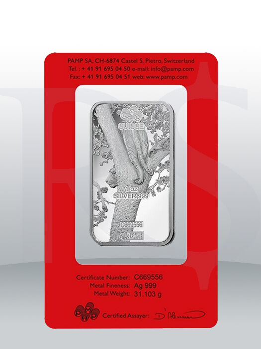 PAMP Suisse Lunar Tiger 1 oz Silver Bar