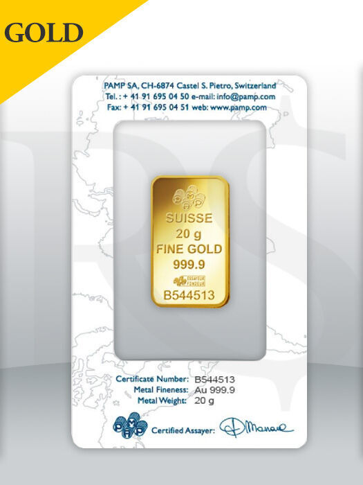PAMP Suisse Rosa 20 gram 999 Gold Bar