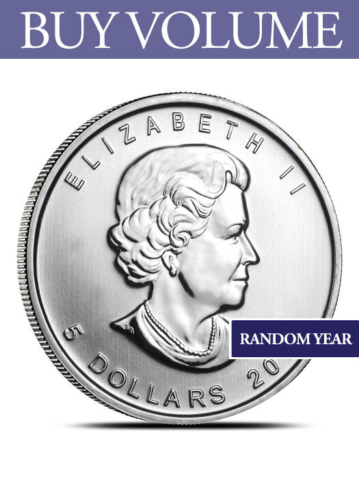 Buy Volume: 3 or more Canada Maple Leaf 1 oz Silver Coin - Random Year
