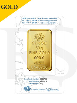 PAMP Suisse Rosa 50 gram Gold Bar