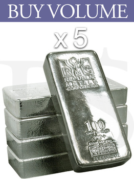 Buy Volume: 5 or more Republic Metals Corporation (RMC) 100 oz Silver Bar