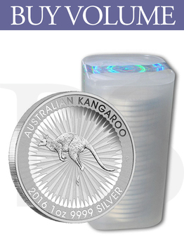 2016 Perth Mint Kangaroo 1 oz Silver Coin (Tube of 25)