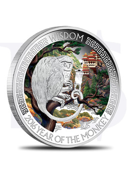 2016 Perth Mint Monkey Wealth / Wisdom 1 oz Silver Proof Coin