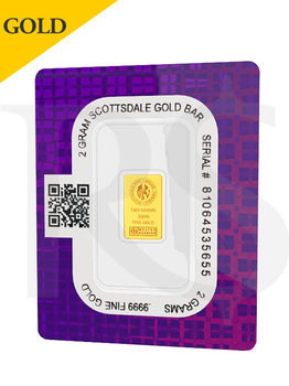 Scottsdale Certi-Lock 2 gram .9999 Gold Bar