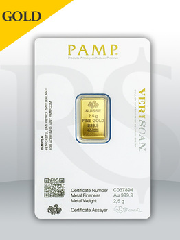 PAMP Suisse Lady Fortuna 2.5 gram Gold Bar (Veriscan®)