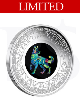 2018 Perth Mint Opal Lunar Dog 1 oz Silver Proof Coin