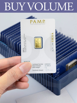 Buy Volume: Box of 25 or more PAMP Suisse Lady Fortuna 1 gram Gold Bars