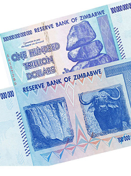 Zimbabwean 100 Trillion Dollar Note