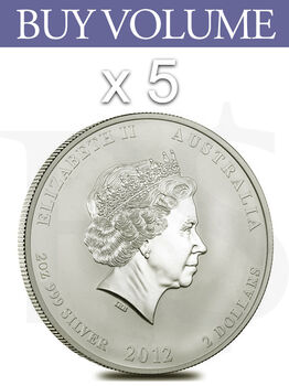 Buy Volume: 5 or more 2012 Perth Mint Lunar Dragon 2 oz Silver Coin