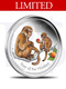 2016 Perth Mint Lunar Monkey 1 oz Silver Coloured Proof Coin